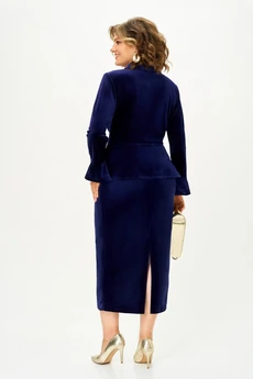 Костюм с юбкой 2387 синий бархат Svetlana Style