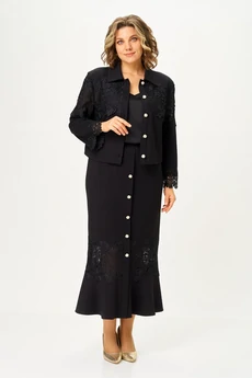 Костюм с юбкой 2395 черный Svetlana Style
