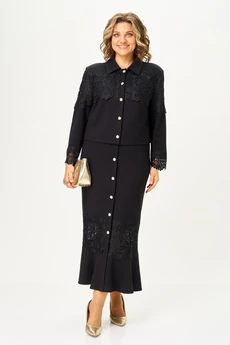 Костюм с юбкой 2395 черный Svetlana Style