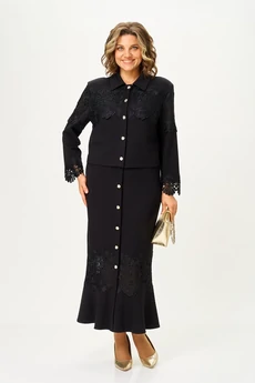 Костюм с юбкой 2395 черный Svetlana Style