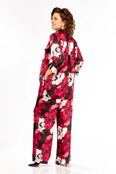 Костюм брючный 893 бордово-бежевые цветы Swallow