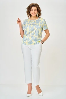 Блузка 917 голубые цветы Swallow
