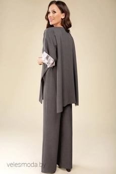 Пончо 1285 графит+листики на голубом TEFFI Style