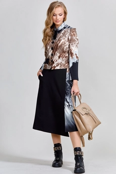 Костюм с юбкой 1533 черный + кристал TEFFI Style