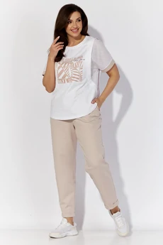 Костюм брючный 1365 белый + бежевый ТАиЕР