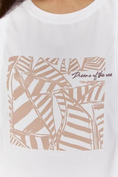 Костюм брючный 1365 белый + бежевый ТАиЕР