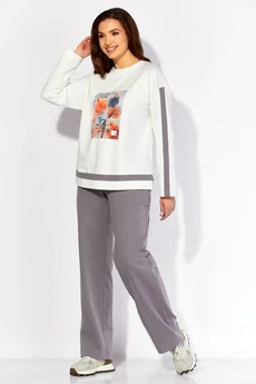 Костюм брючный 1425 серый + белый ТАиЕР