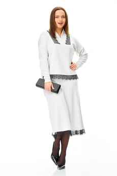 Костюм с юбкой 7722 белый Tender and nice