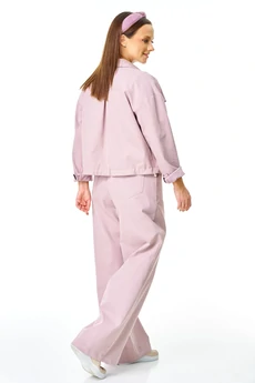 Костюм брючный 7738 пыльная роза + белый Tender and nice