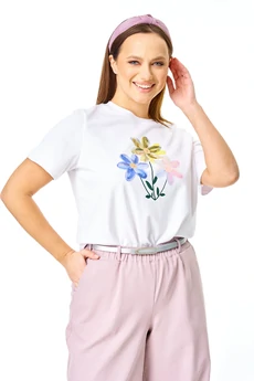 Костюм брючный 7739 пыльная роза + белый Tender and nice