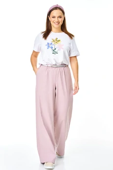 Костюм брючный 7739 пыльная роза + белый Tender and nice