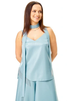 Костюм брючный 7746 холодная мята блеск Tender and nice