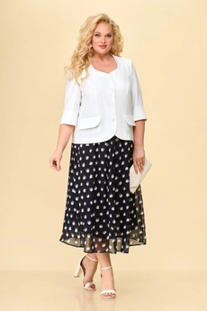 Костюм с юбкой 18-19 темно-синий + белый TtricoTex Style