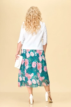 Костюм с юбкой 18-19 бирюза + белый TtricoTex Style