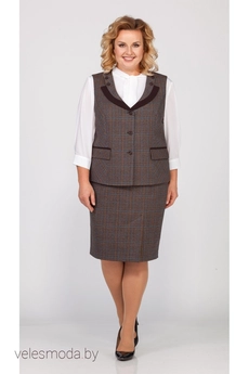 Костюм с юбкой 23-19 (тройка) юбка в клетку TtricoTex Style