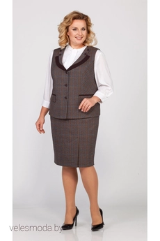 Костюм с юбкой 23-19 (тройка) юбка в клетку TtricoTex Style