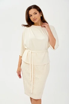 Костюм с юбкой 7886 молочный Tvin