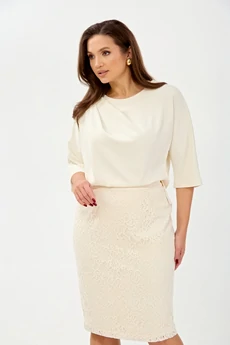 Костюм с юбкой 7886 молочный Tvin