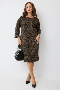 Платье 2274 шоколадный + принт Твой Имидж