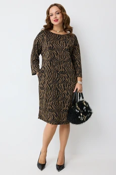 Платье 2274 шоколадный + принт Твой Имидж
