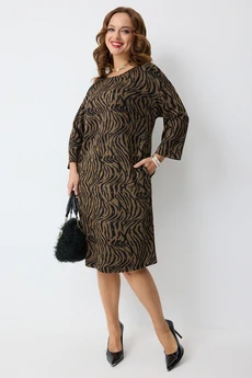 Платье 2274 шоколадный + принт Твой Имидж