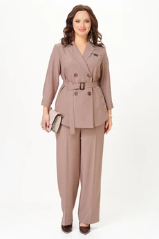 Костюм брючный 2329 кофейный в полоску Твой Имидж