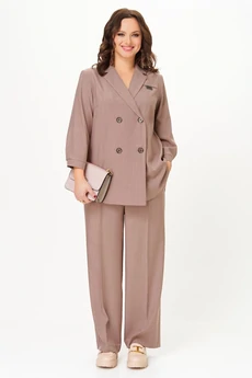 Костюм брючный 2329 кофейный в полоску Твой Имидж