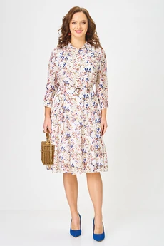 Платье 2340 молочный с принтом Твой Имидж