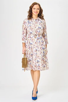 Платье 2340 молочный с принтом Твой Имидж