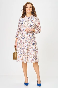 Платье 2340 молочный с принтом Твой Имидж