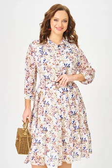 Платье 2340 молочный с принтом Твой Имидж