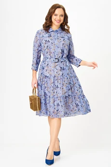 Платье 2341 голубой с принтом Твой Имидж
