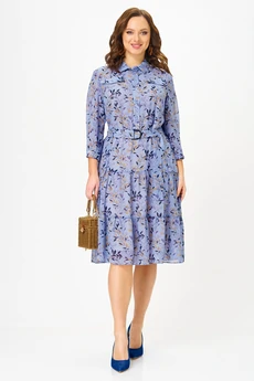 Платье 2341 голубой с принтом Твой Имидж