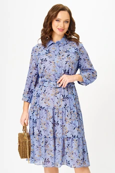 Платье 2341 голубой с принтом Твой Имидж