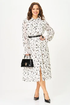Платье 2342 молочный с принтом Твой Имидж