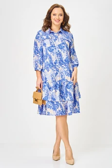 Платье 2349 голубой с принтом Твой Имидж