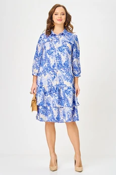 Платье 2349 голубой с принтом Твой Имидж