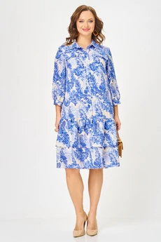 Платье 2349 голубой с принтом Твой Имидж