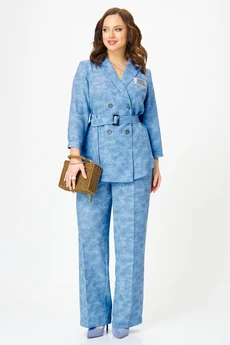 Костюм брючный 2350 голубой с принтом Твой Имидж