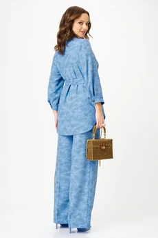Костюм брючный 2350 голубой с принтом Твой Имидж