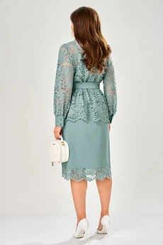 Костюм с платьем 2430 светлый серо-бирюзовый Твой Имидж