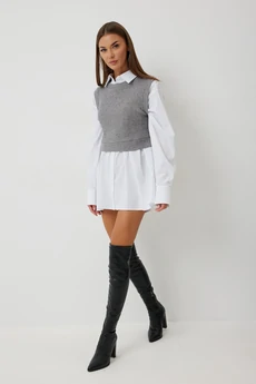 Жилет+рубашка 1030 серый + белый V&N fashion