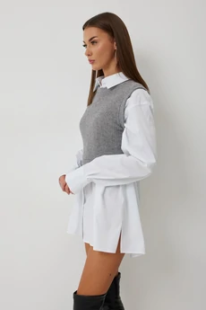 Жилет+рубашка 1030 серый + белый V&N fashion