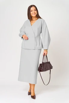 Костюм с юбкой 1050 серый V&N fashion