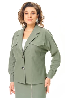 Костюм с юбкой 1245 оливка VI ORO