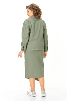 Костюм с юбкой 1245 оливка VI ORO