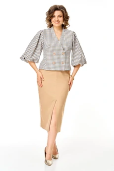 Костюм с юбкой 1248 бежевый VI ORO