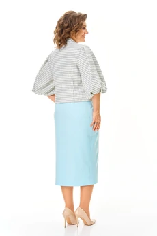 Костюм с юбкой 1248 голубой + однотон VI ORO