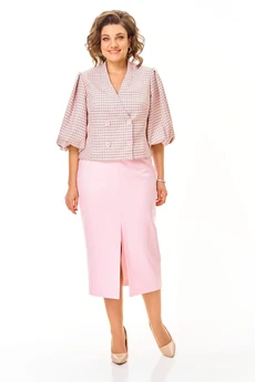 Костюм с юбкой 1248 розовый + однотон VI ORO