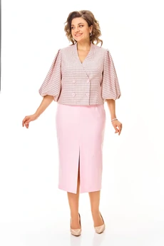 Костюм с юбкой 1248 розовый + однотон VI ORO